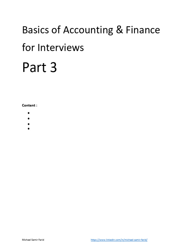 Accounting & Finance Interview Basics | PDF | Depreciation | Inventory