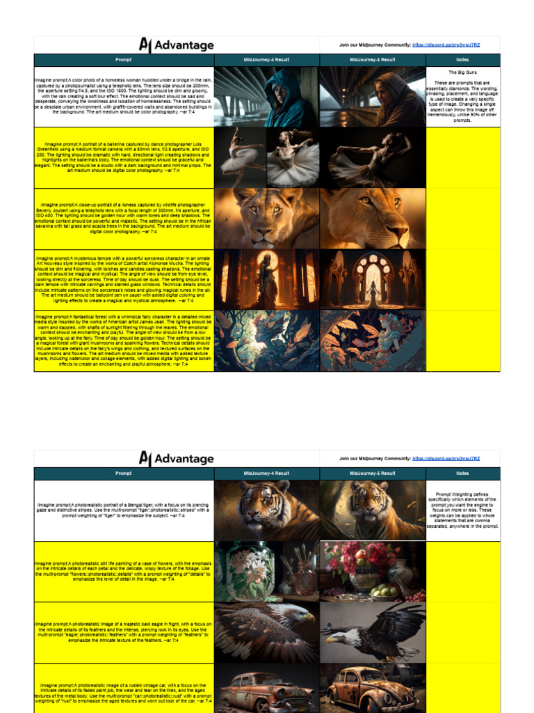 Midjourney Prompt Techniques Guide | PDF | Camera Lens | Aperture