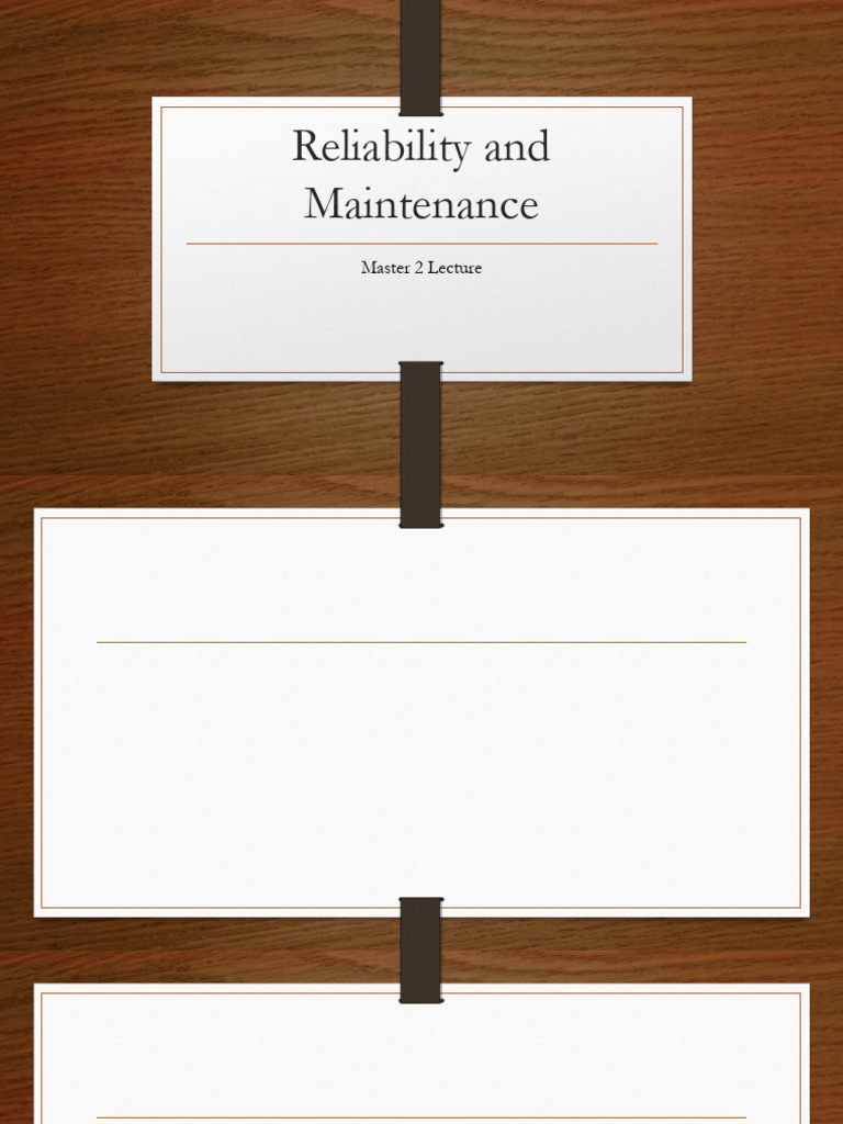 Reliability and Maintenance Overview | PDF | Reliability Engineering ...