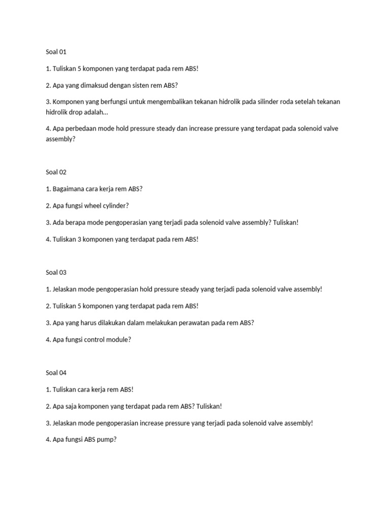 Komponen dan Fungsi Rem ABS | PDF