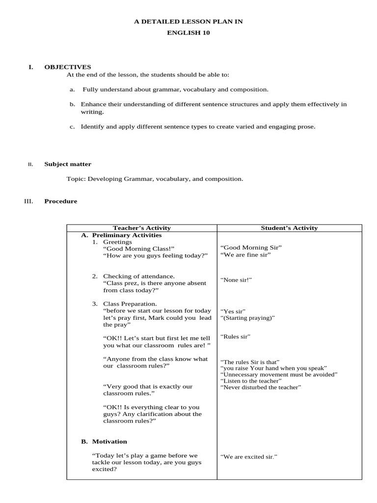 A Detailed Lesson Plan in | PDF | Word | Human Communication