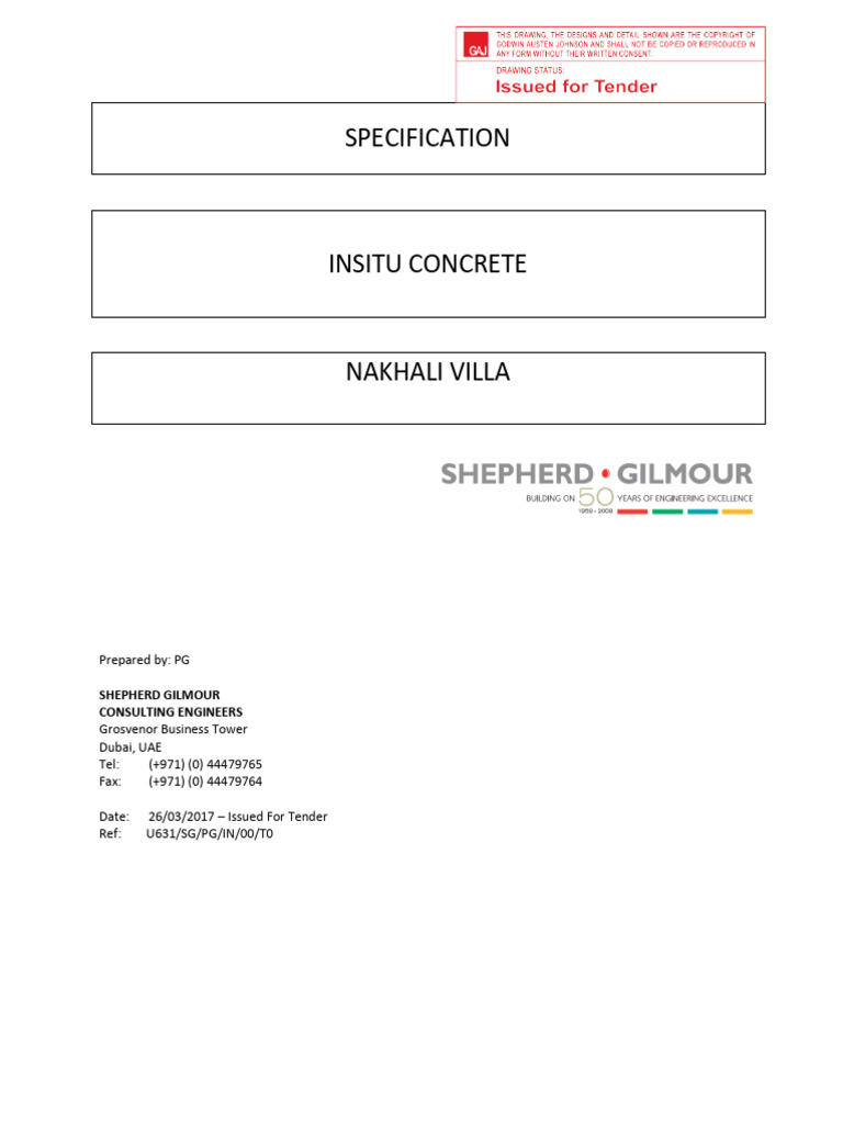 Nakhali Villa Insitu Concrete Specification | PDF | Concrete ...