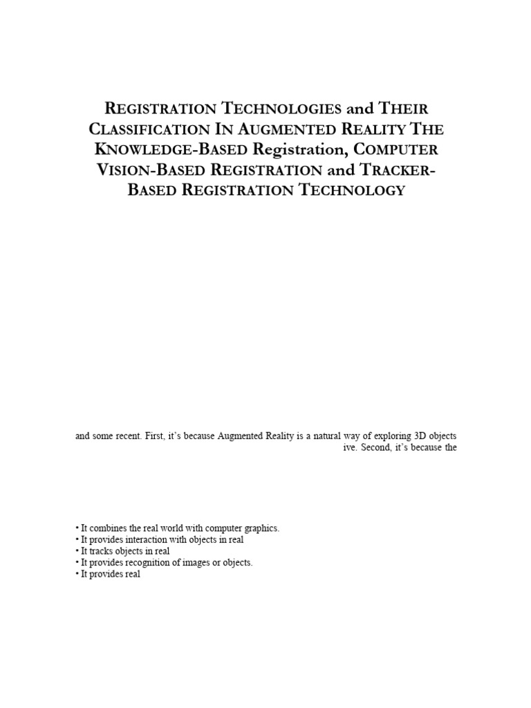 Augmented Reality Registration Technologies | PDF | 2 D Computer ...