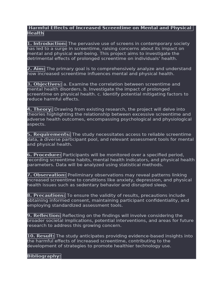 Effects of Increased Screentime on Health | PDF | Mental Health ... - Mental Health Effects Of Screens