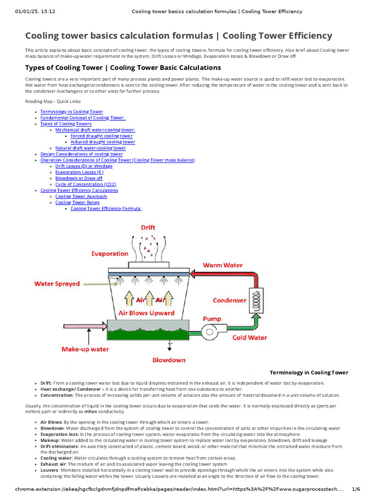 Cooling Tower Efficiency Formulas Explained | PDF | Water | Heat Transfer