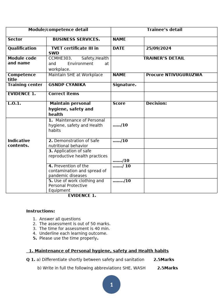 She All Evidences 2024-2025 | PDF | Hygiene | Personal Protective Equipment