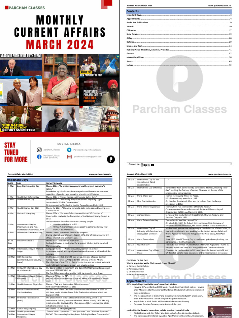 March CA | PDF | Government Of India