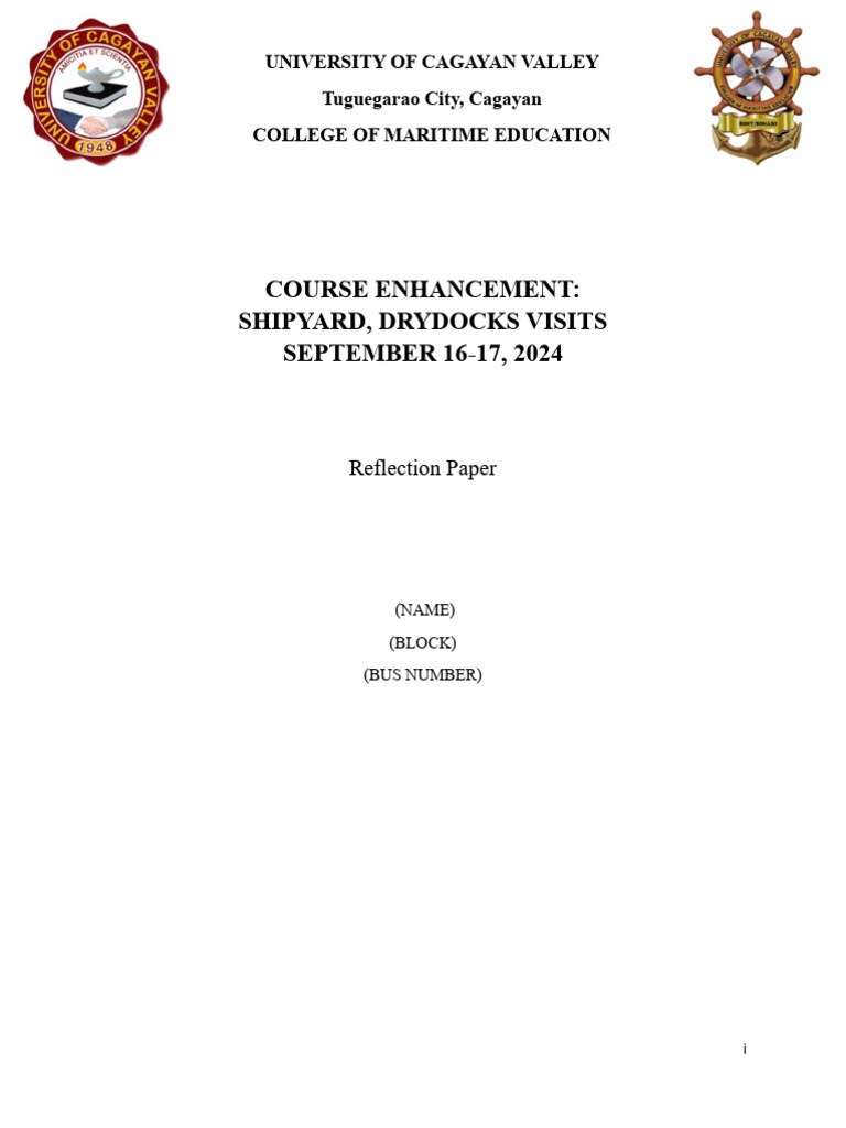 Shipyard Visit Reflection Paper | PDF