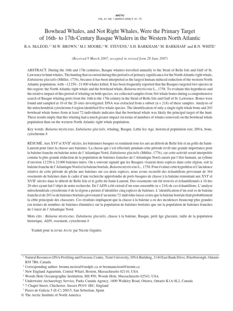 Bowhead Whales and Not Right Whales Were | PDF | Polymerase Chain ...