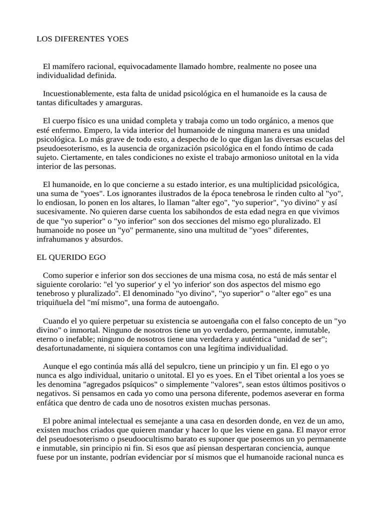 La Multiplicidad del Yo Psicológico | PDF