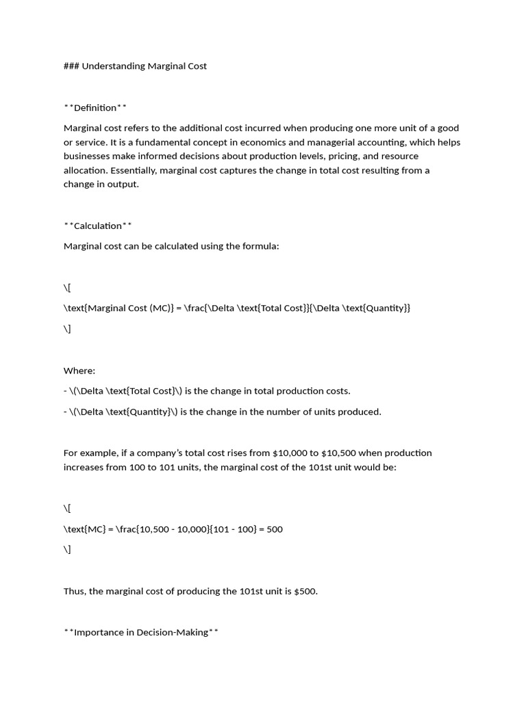 Understanding Marginal Cost | PDF | Marginal Cost | Profit (Economics)