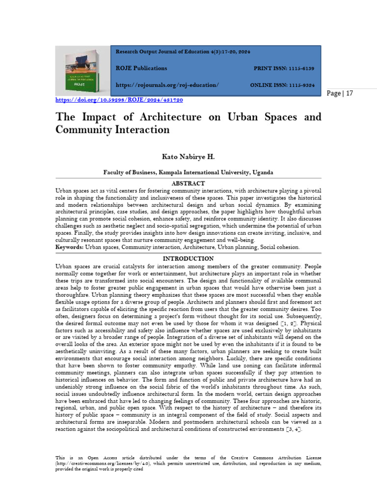 Architecture's Role in Community Interaction | PDF | Community | Urban ...