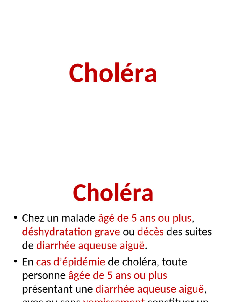 Exposé sur le choléra et ses symptômes | PDF