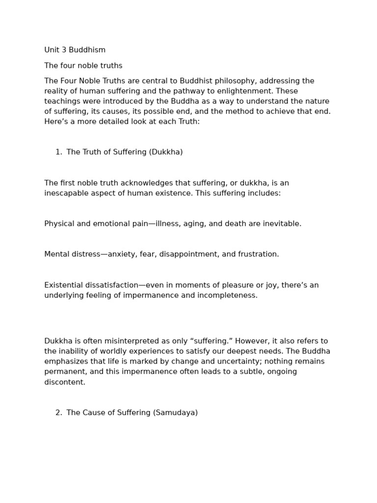 Four Noble Truths and Eightfold Path | PDF | Four Noble Truths | Noble ...