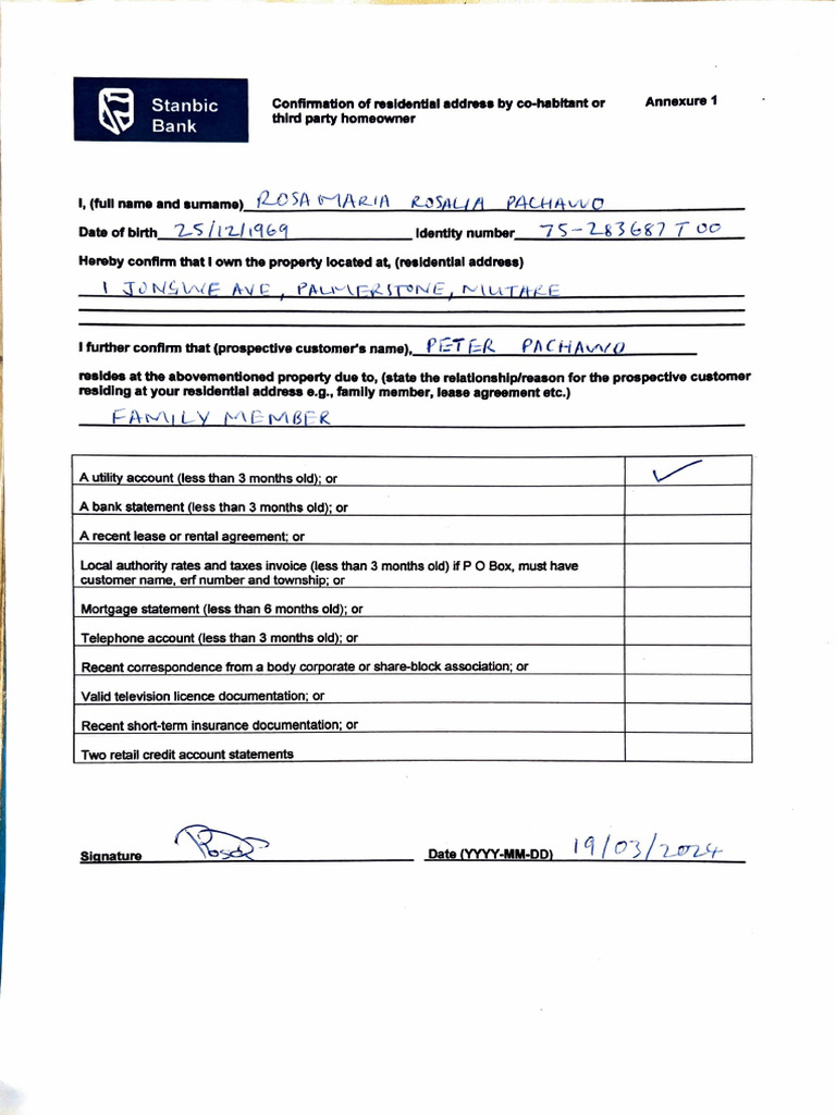 Co Habitant Form | PDF