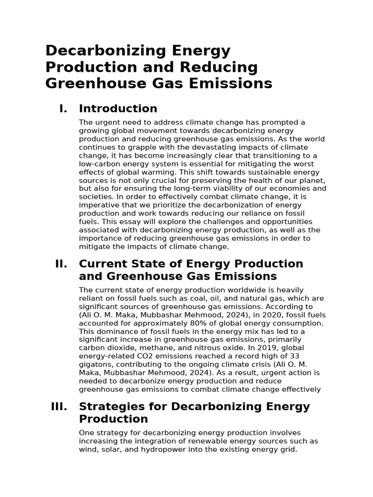 Decarbonizing Energy and Emission Reduction | PDF | Climate Change ...