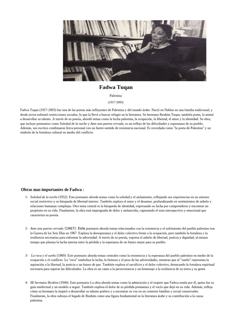 Fadwa Tuqan: Poética de Resistencia Palestina | PDF