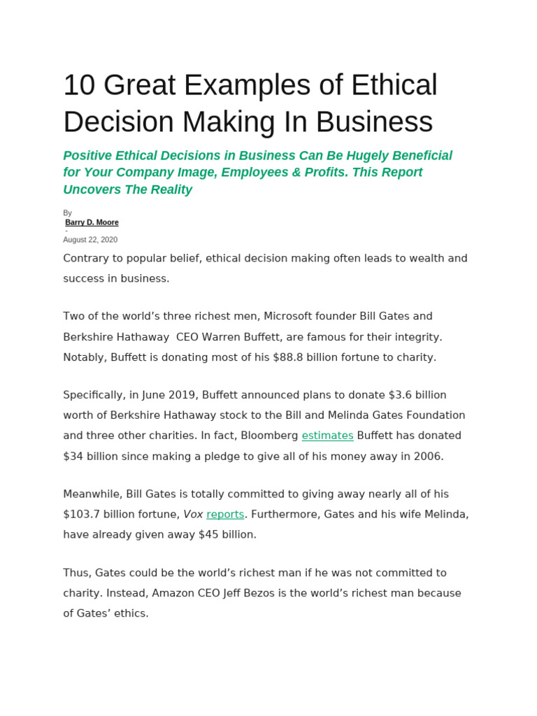 Great examples ethical decision making | PDF | Elon Musk | Best Buy