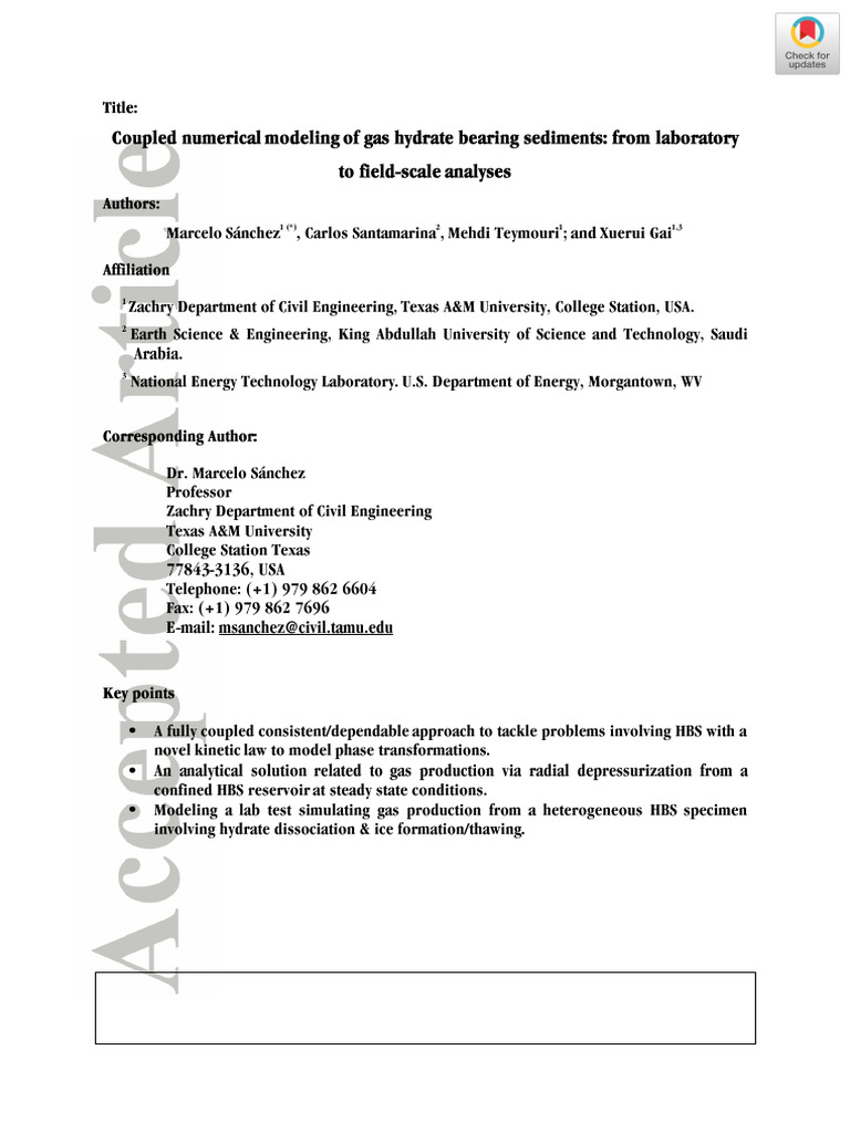 Gas Hydrate Sediment Modeling Techniques | PDF | Publishing | Written ...