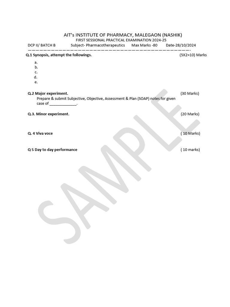 DCP II, I Sessional Practical Exam Question Paper B Batch 28-10-24 ...