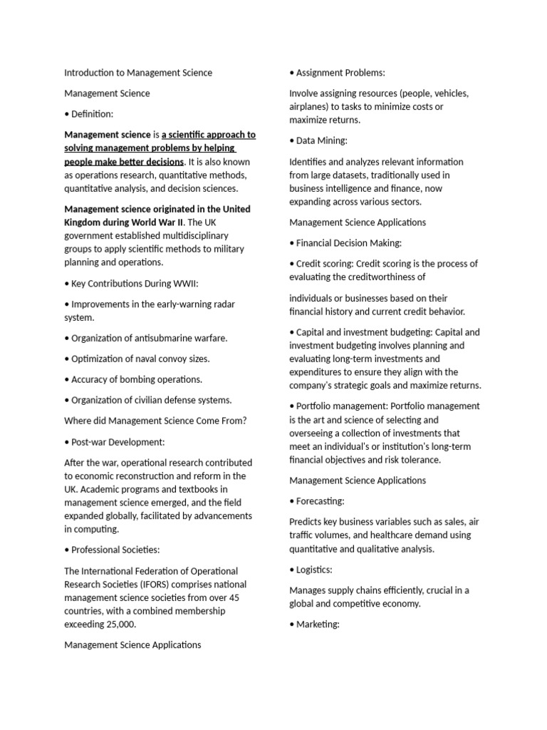 Introduction To Management Science | PDF | Mathematical Optimization ...