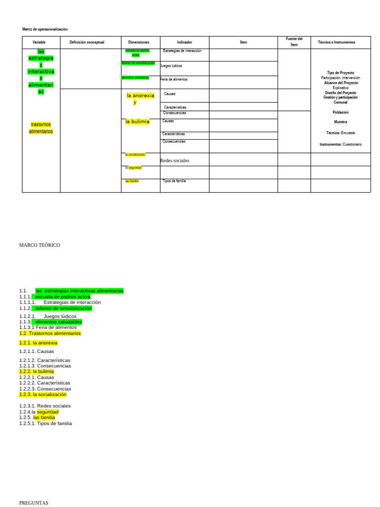 Matriz de Operacionalización | PDF