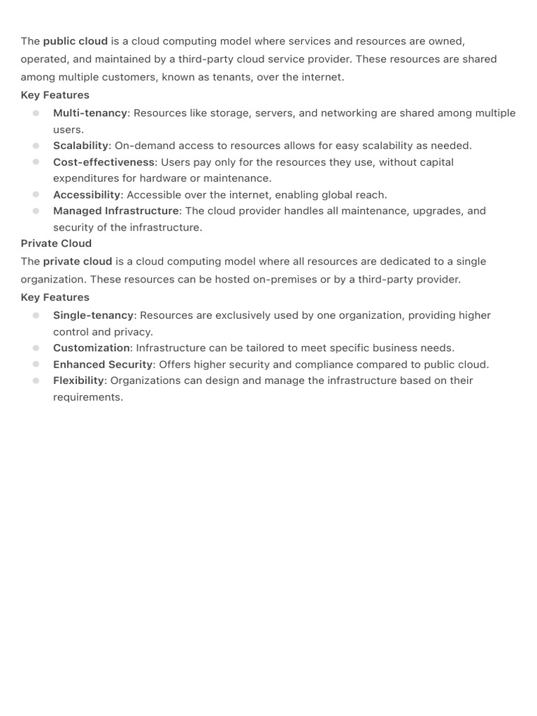 Public vs. Private Cloud Overview | PDF