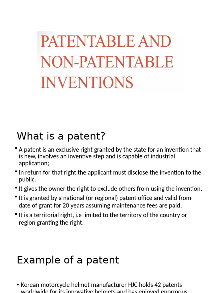 Patentable vs Non-Patentable Inventions | PDF | Patent Application | Patent