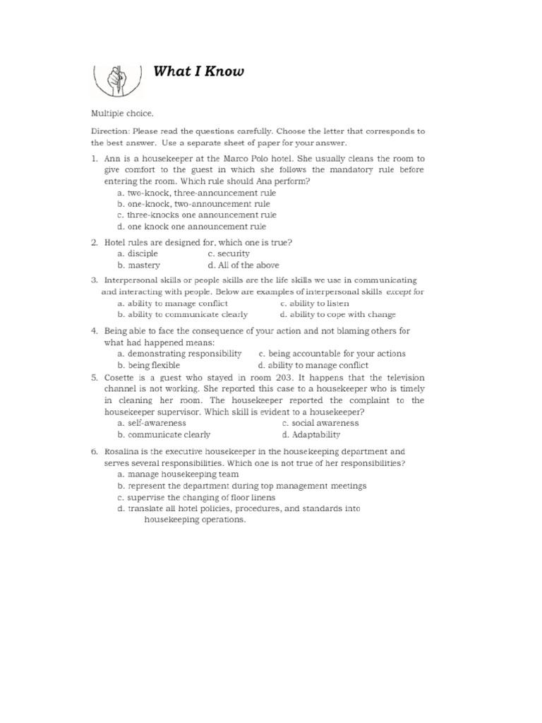Housekeeping 10 | PDF
