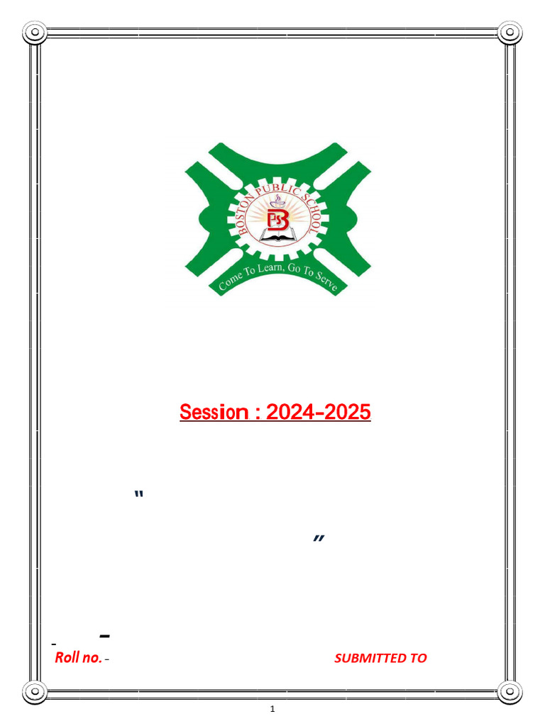 Rishabh Chemistry Inves. ProJ. Front Page Colour | PDF