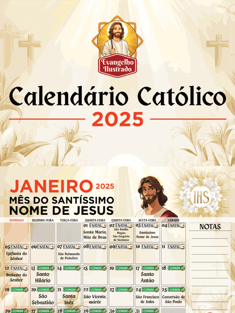 Calendário Católico 2025 - Evangelho Ilustrado | PDF
