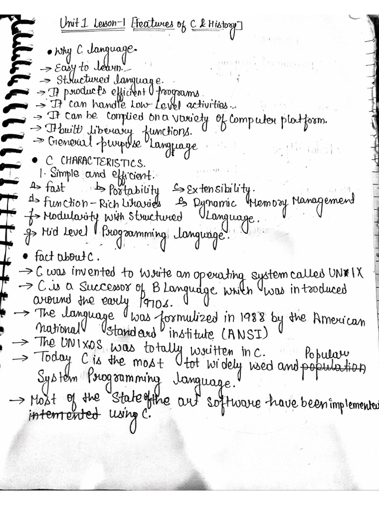 Feature of c language pdf
