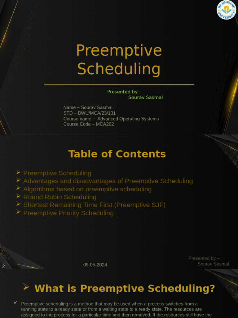 Preemptive Scheduling: Pros and Cons | PDF | Scheduling (Computing ...