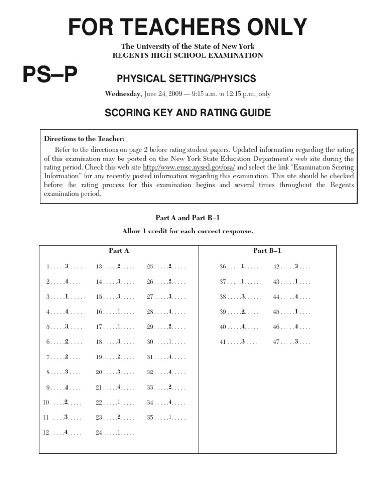 20090624 Scoring Key | PDF | Equations