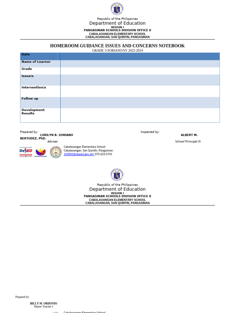 Grade 3 Homeroom Guidance Notebook | PDF