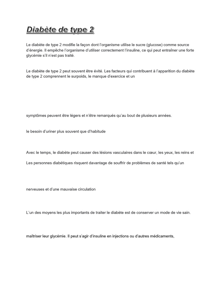 Comprendre le diabète de type 2 | PDF | Diabète | Maladies et troubles