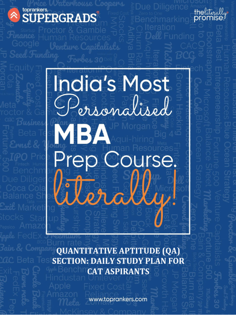 Quantitative Aptitude Qa Section Daily Study Plan For Cat Done ...