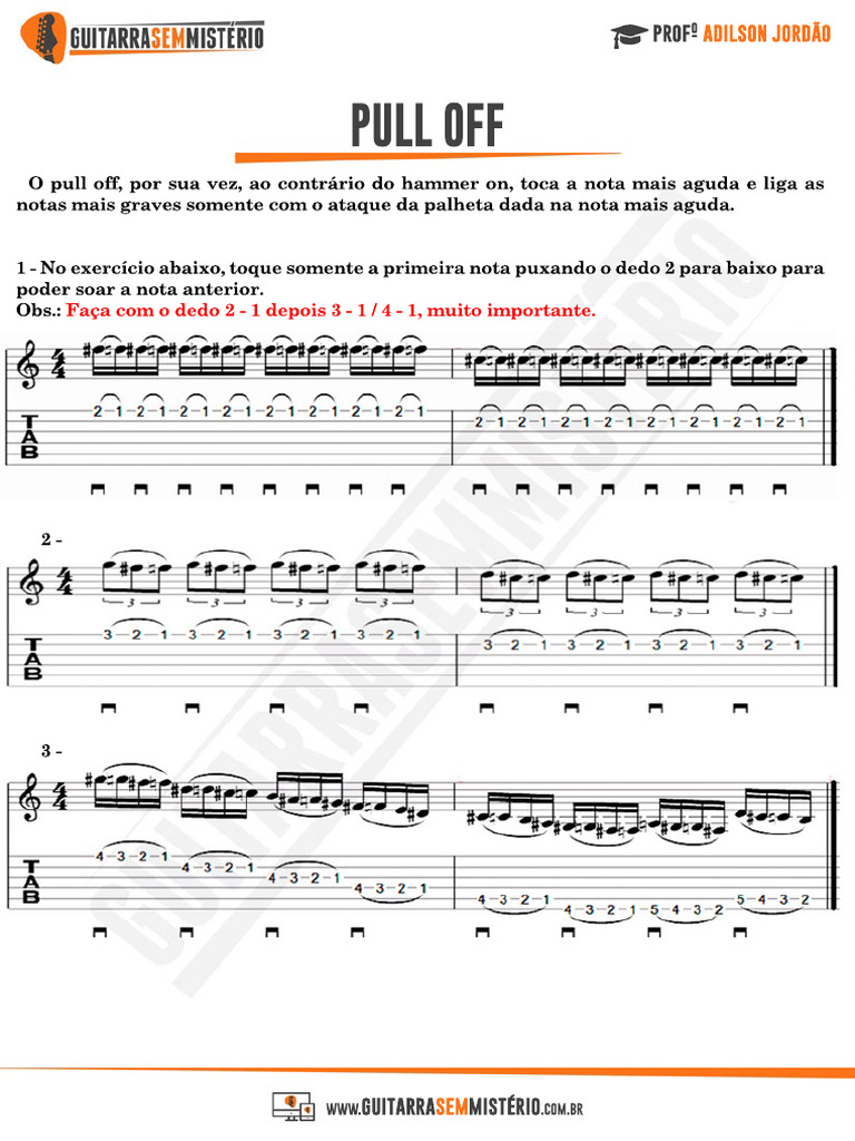 Técnicas de Pull Off para Guitarra | PDF