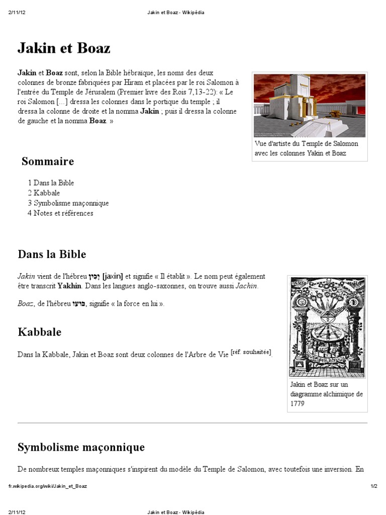 Jakin Et Boaz - Wikipédia | PDF | Franc-maçonnerie | Textes religieux