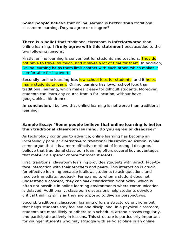 Online vs. Traditional Learning Debate | PDF | Educational Technology ...