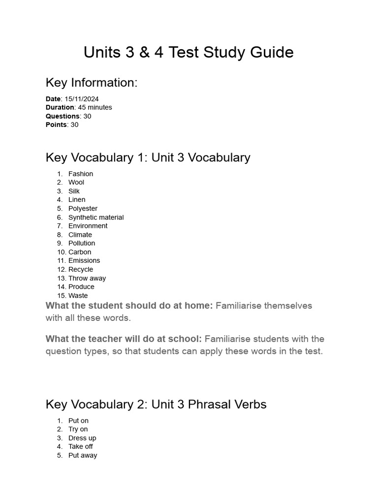 Units 3 & 4 Test Study Guide | PDF | Waste | Recycling