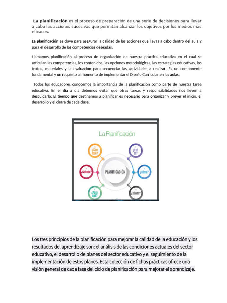 La Planificación | PDF | Plan de estudios | Planificación