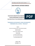 FAUA UPAO - Memo Tesis  "Residencia Estudiantil para estudiantes foráneos de la UPAO",  Bach Arq.Christopher Chávarri Chávez 