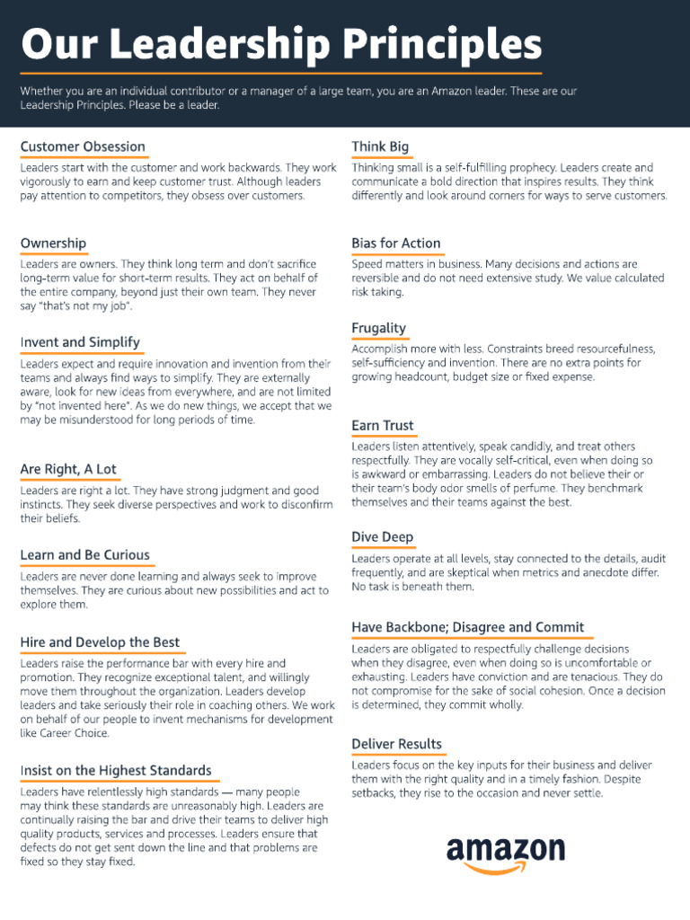 Amazon Leadership Principles | PDF