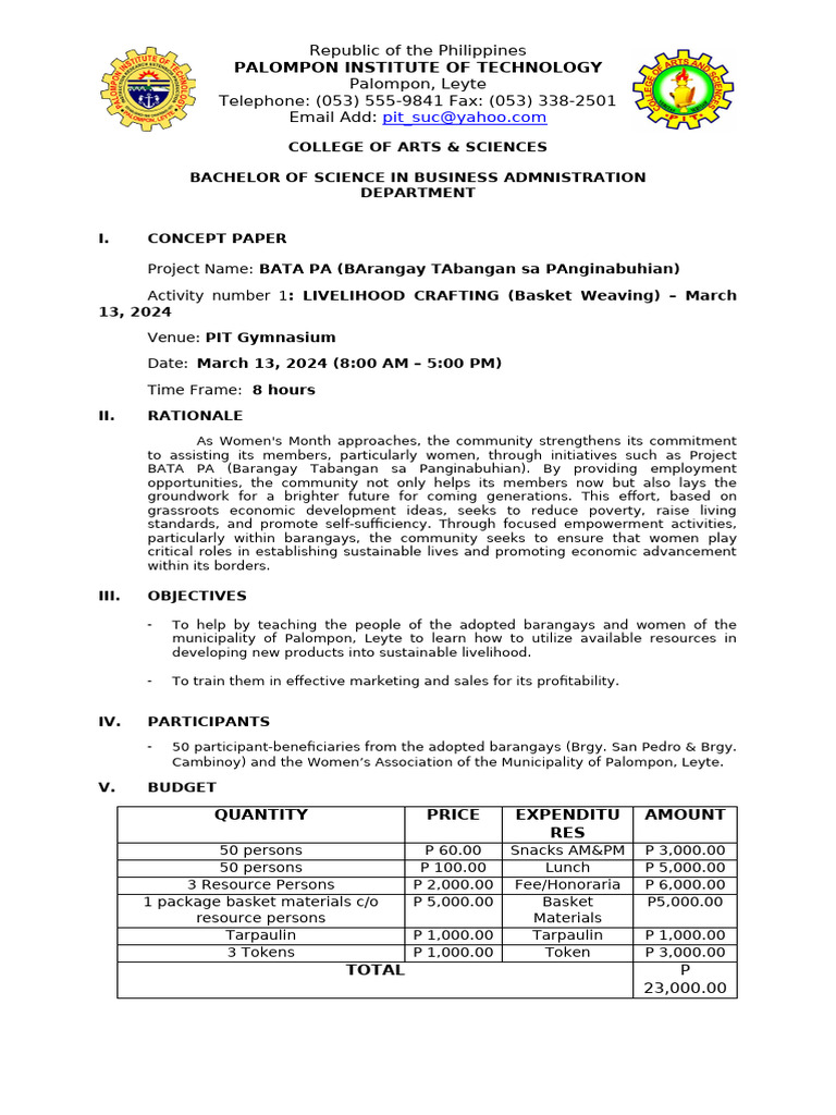 Concept Paper Extension 2024 | PDF | Economies
