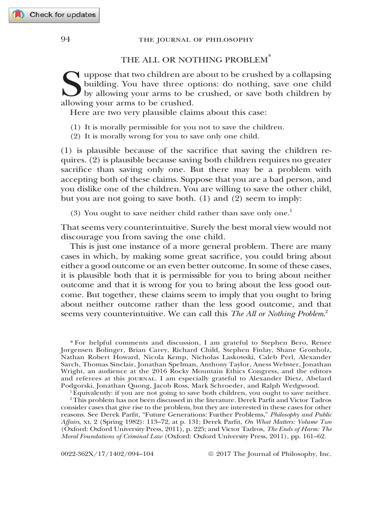 The All or Nothing Moral Dilemma | PDF | Morality