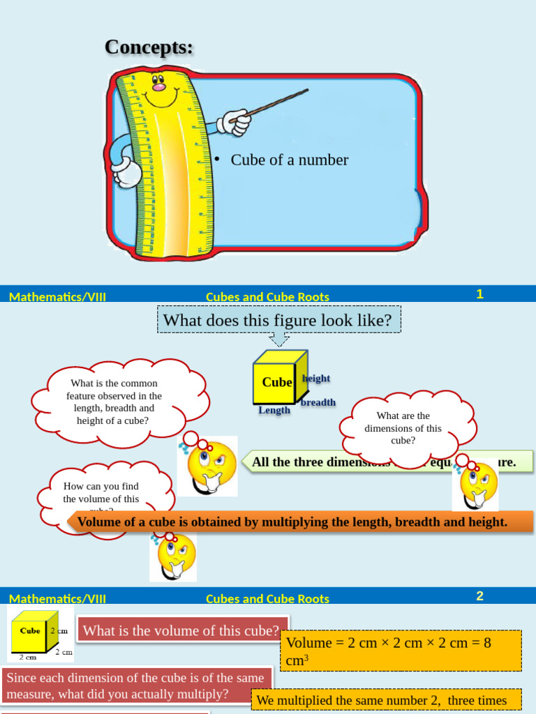 Understanding Cubes and Cube Roots | PDF | Length | Volume