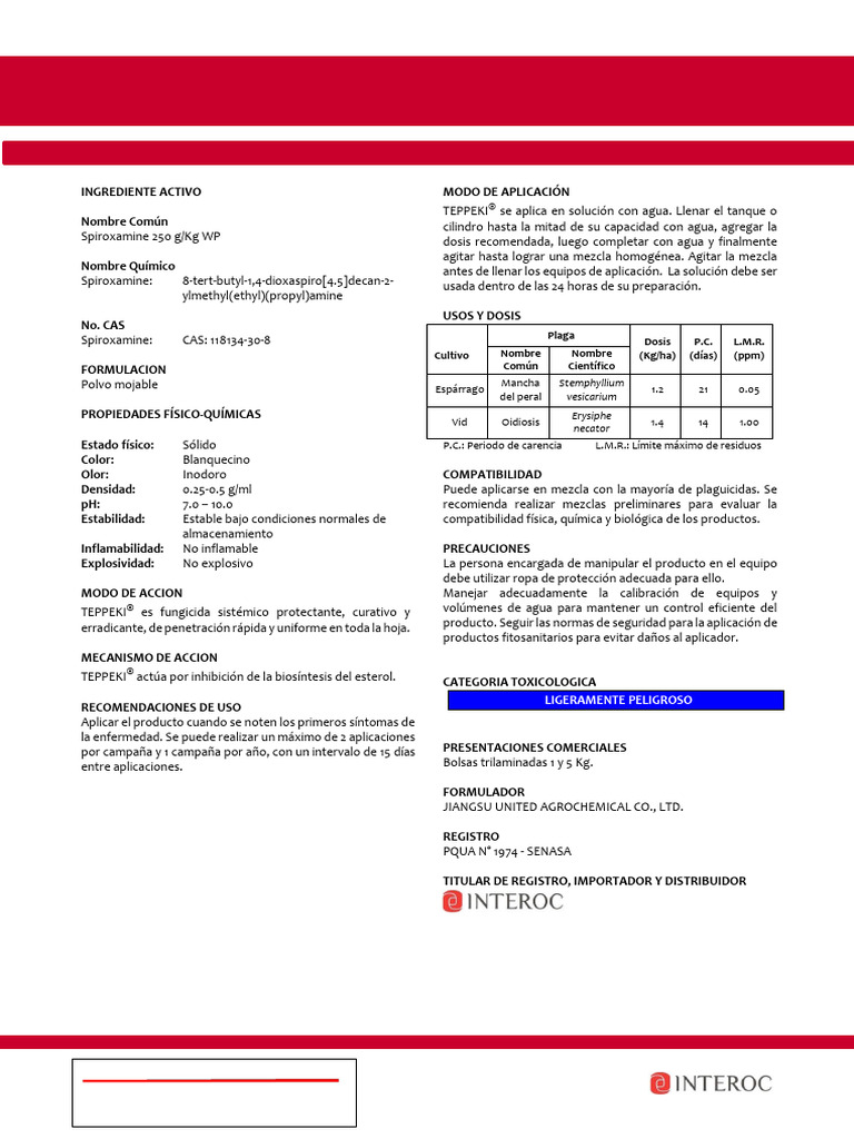 Ficha Técnica de Teppeki Insecticida | PDF | Agua | Pesticida