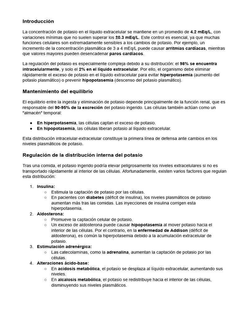 Regulación del Potasio en el Cuerpo Humano | PDF | Angiotensina | Edema