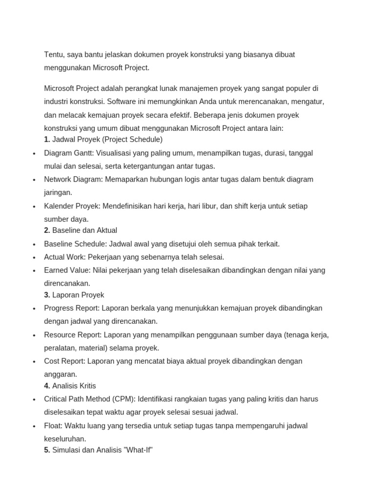 Dokumen Proyek Konstruksi Microsoft Project | PDF